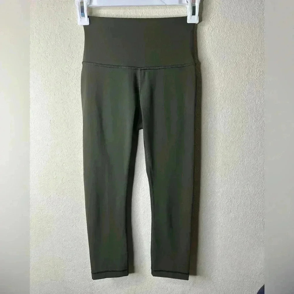 Lululemon Wunder Under Crop (High-Rise) dark olive sz 2